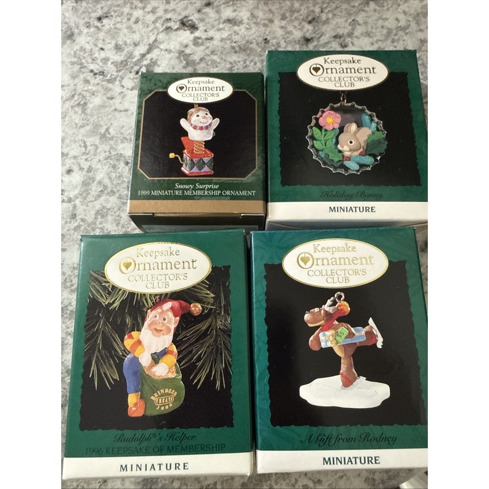 Hallmark Keepsake Miniature Collector's Series/Club Christmas Ornaments Lot of 4